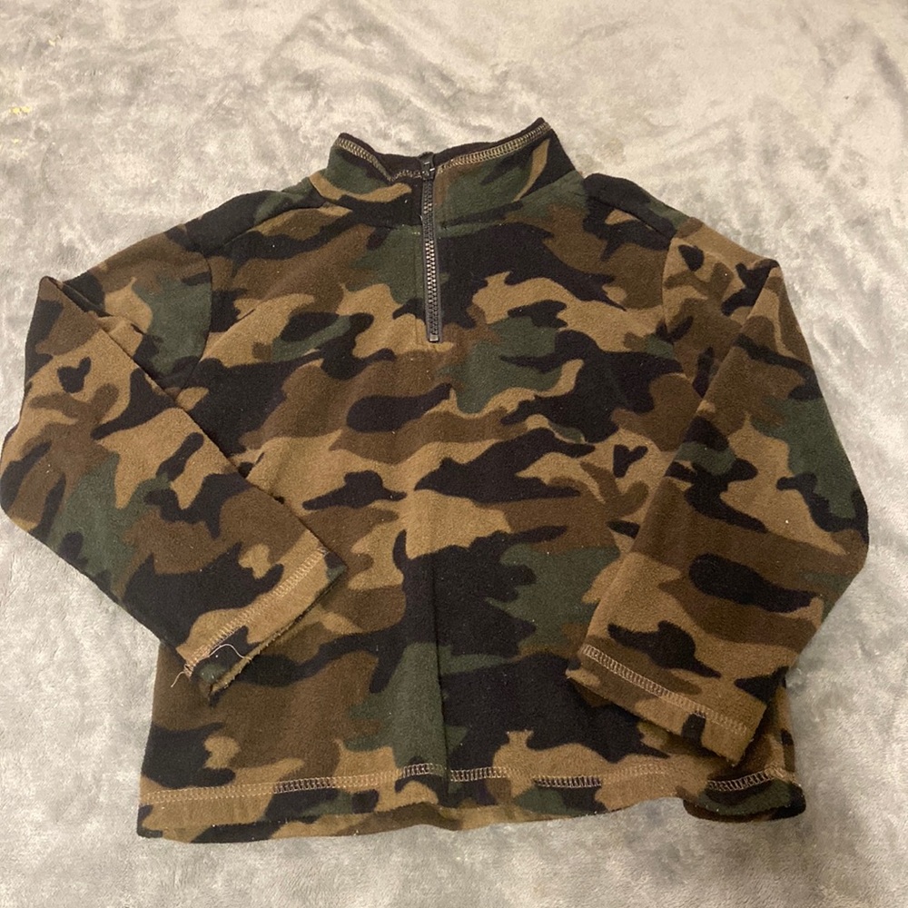 Boys Camo Fleece Quarter Zip Pullover Sweatshirt Size 5T